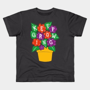 Keep Growing Retro Flower pot Kids T-Shirt